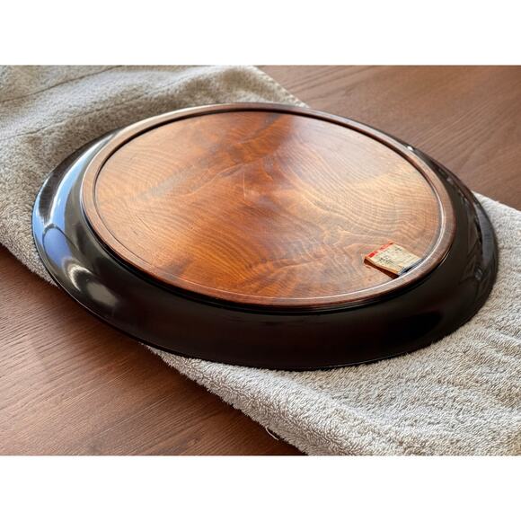 15in Vintage Japanese Urushi Lacquer Wooden Tray (Kagawa Shikki / Obon) - Picture 7 of 12